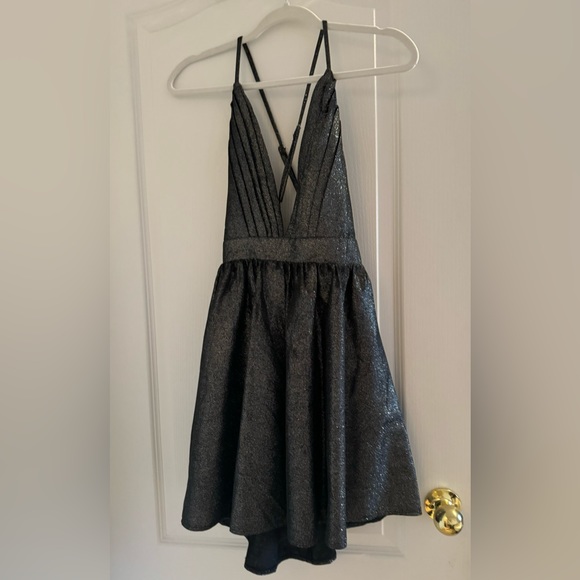 NWT Black and silver V-neck glitter dress - Picture 1 of 2